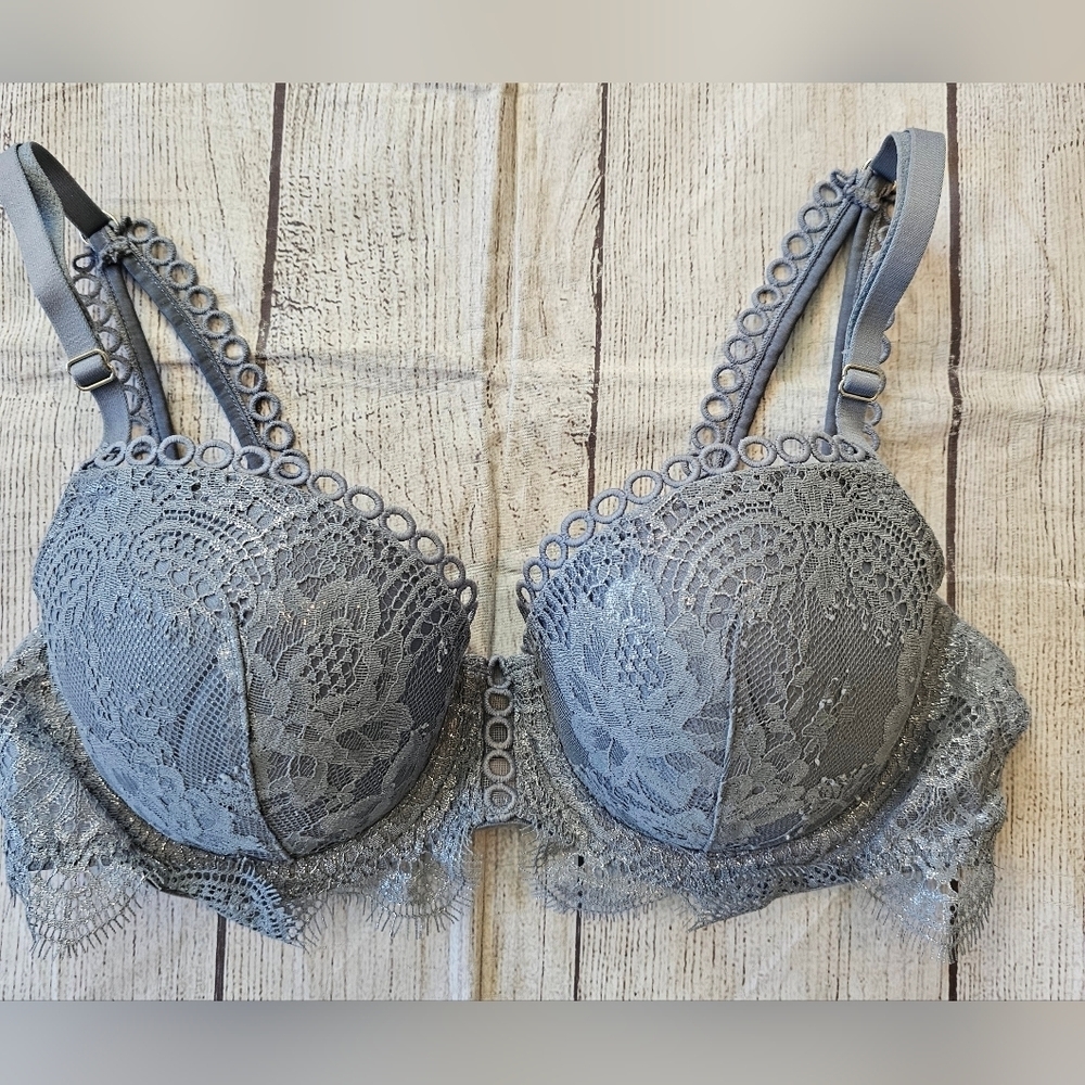 Victoria's Secret Dream Angels •Size 32D• Blue Lace Lined Underwire Demi Bra